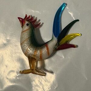 Vintage Murano Multicolor Glass Rooster Figurine